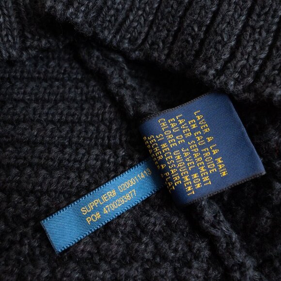 Polo Ralph Lauren Black Textured Knit Crewneck Sweater Linen Cotton Silk Unisex - Picture 13 of 13